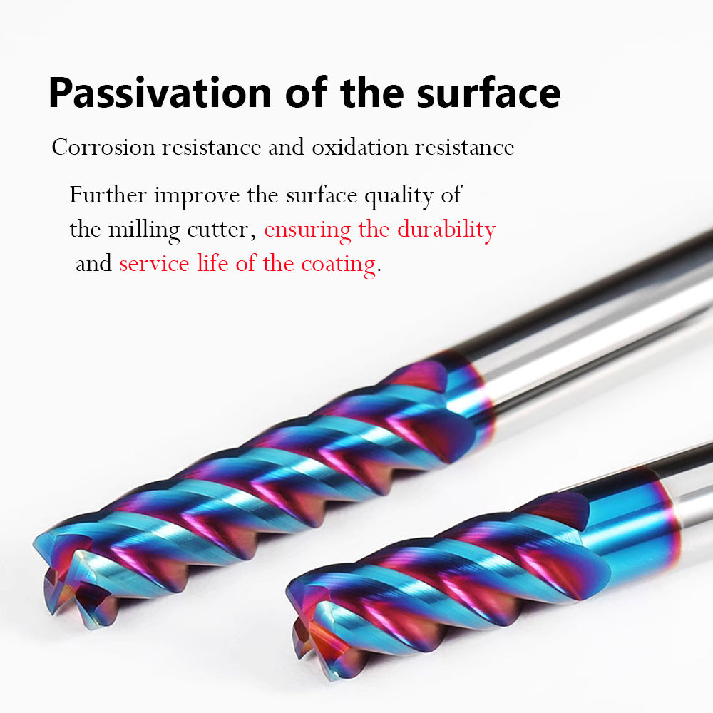 Passivation of the surface  Corrosion resistance and oxidation resistance  Further improve the surface quality of the milling cutter, ensuring the durability and service life of the coating.