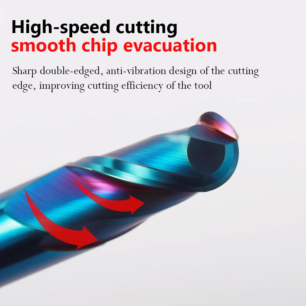 High-speed cutting, smooth chip evacuation Sharp double-edged, anti-vibration design of the cutting edge, improving cutting efficiency of the tool