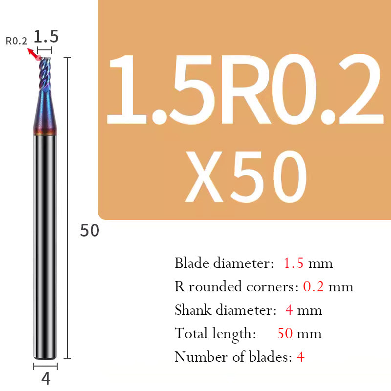Cutting stainless steel Tungsten Steel Circular Nose End Mill Hard Alloy CNC Cutting Tool Milling Cutter