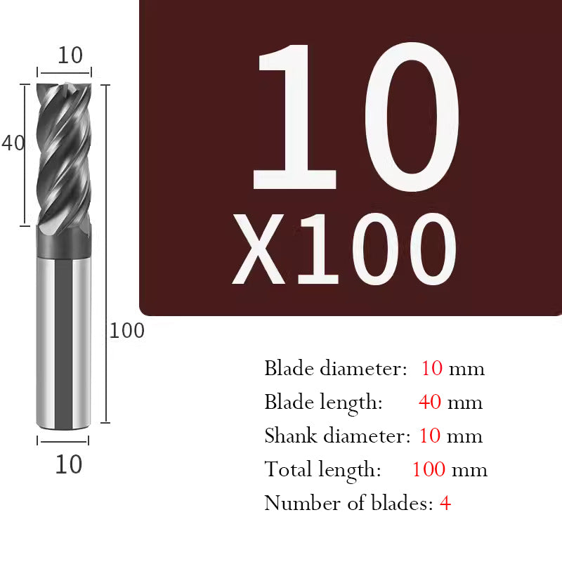 Tungsten Steel Milling Cutter Flat bottom 4 blade Milling Cutter for Processing of Titanium Alloy