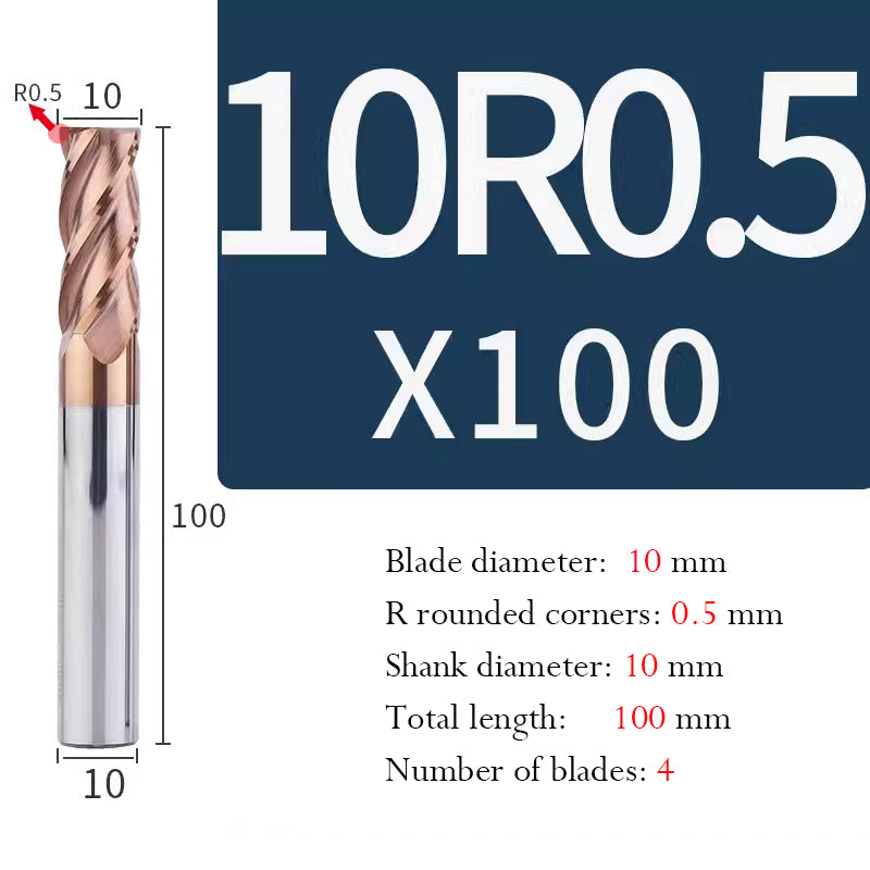 Universal Tungsten Steel 4 Edge Circular Nose Milling Cutter Carbide Coated R Milling Cutter