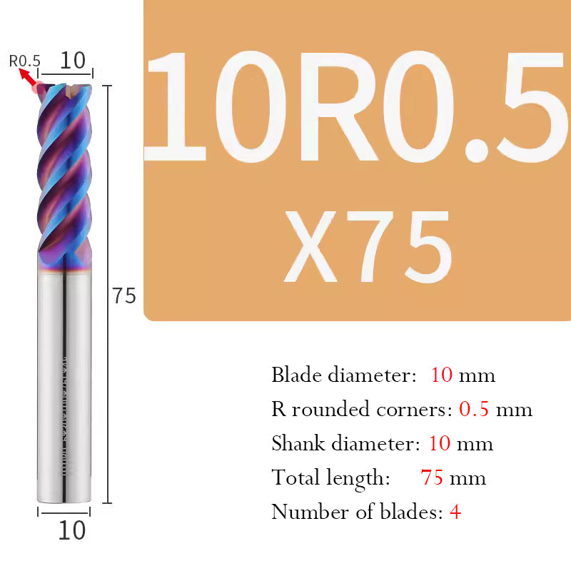 Cutting stainless steel Tungsten Steel Circular Nose End Mill Hard Alloy CNC Cutting Tool Milling Cutter