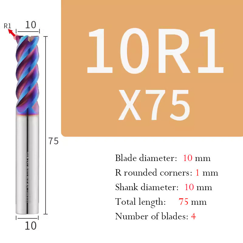 Cutting stainless steel Tungsten Steel Circular Nose End Mill Hard Alloy CNC Cutting Tool Milling Cutter