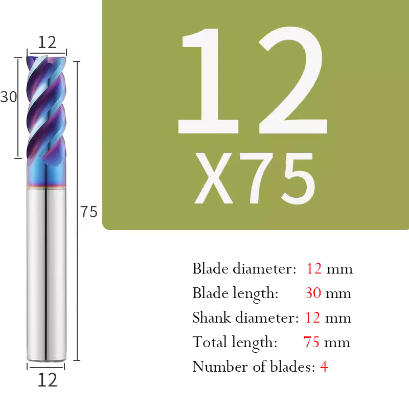 Cutting Stainless Steel Tungsten Steel End Mill Hard Alloy CNC Flat Bottom 4 Flutes Mill