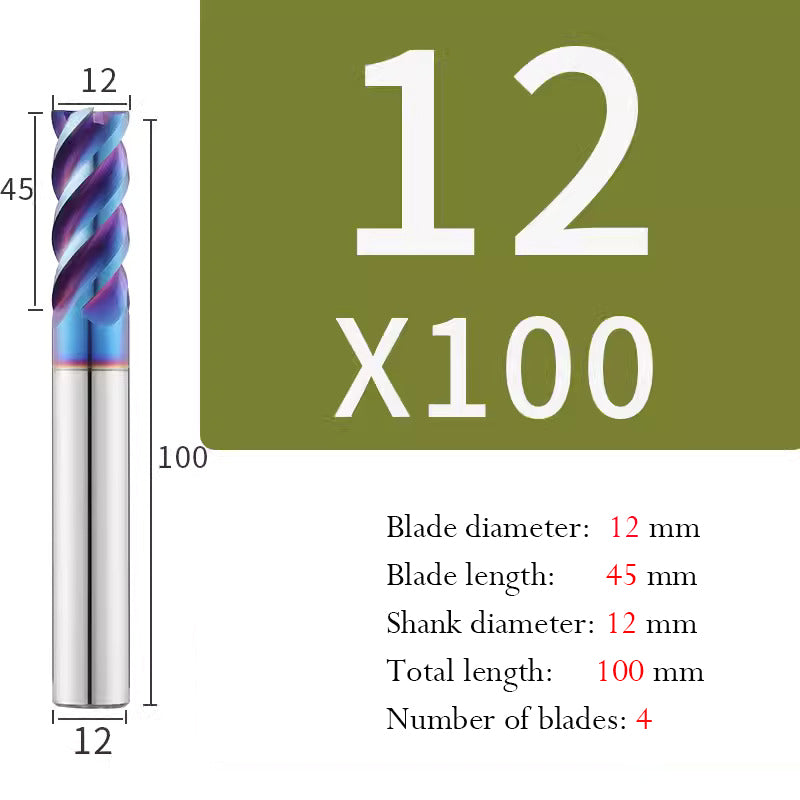 Cutting Stainless Steel Tungsten Steel End Mill Hard Alloy CNC Flat Bottom 4 Flutes Mill