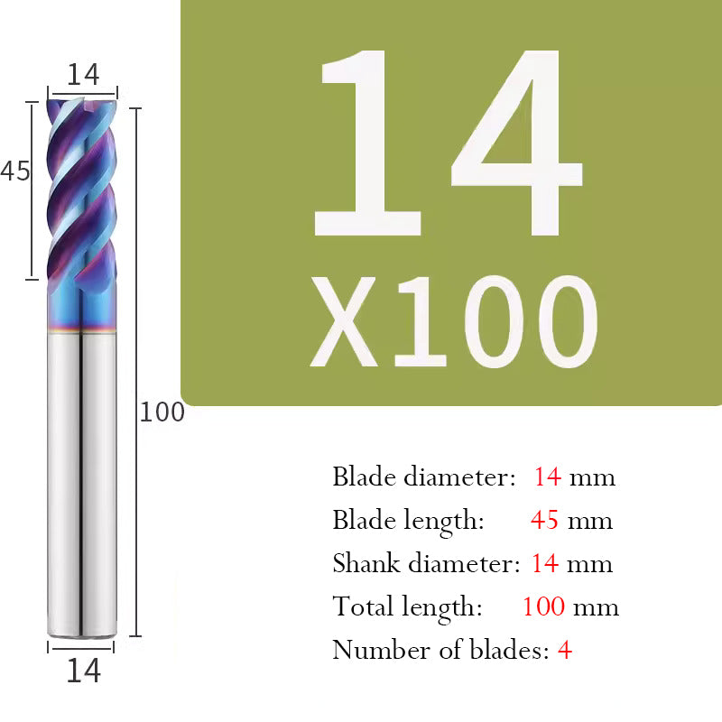 Cutting Stainless Steel Tungsten Steel End Mill Hard Alloy CNC Flat Bottom 4 Flutes Mill