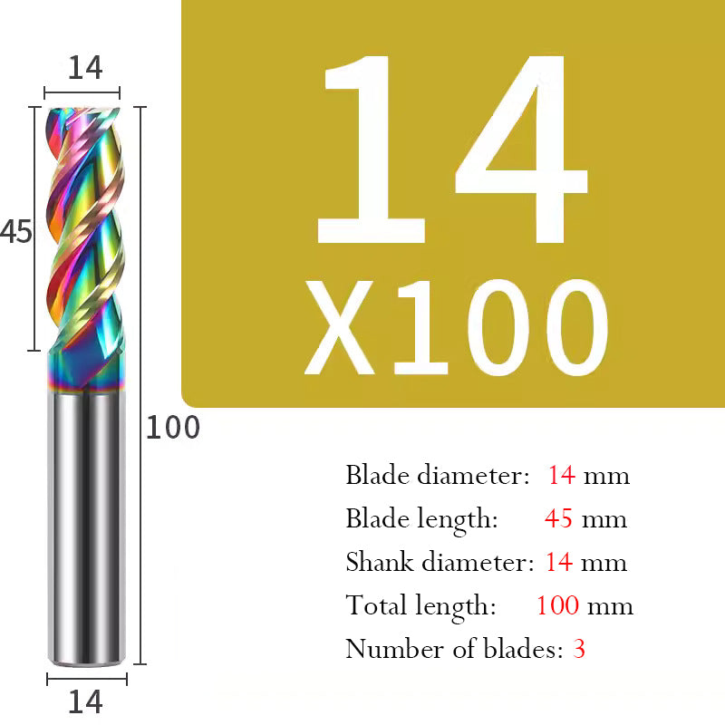Cutting Aluminum Alloy End Mill 3 Flute Color Coating Tungsten Carbide Hard Alloy Milling Cutter