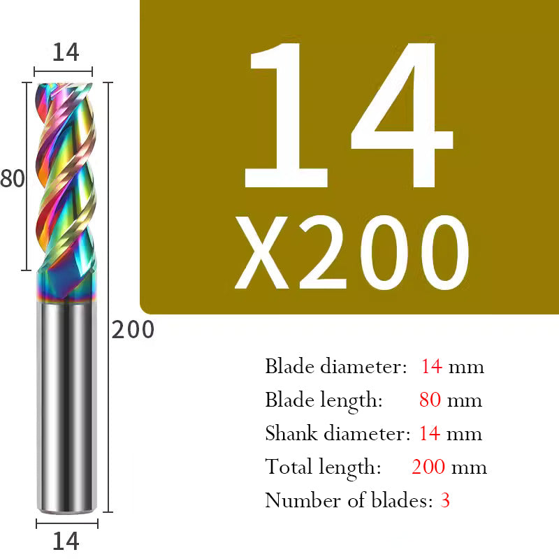 Cutting Aluminum Alloy End Mill 3 Flute Color Coating Tungsten Carbide Hard Alloy Milling Cutter