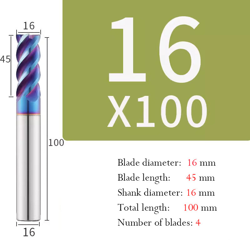 Cutting Stainless Steel Tungsten Steel End Mill Hard Alloy CNC Flat Bottom 4 Flutes Mill