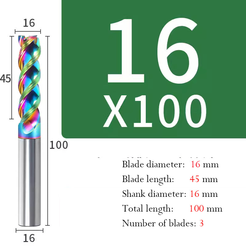Milling Cutter 3 Edge Color U Slot Coated Carbide Aluminum Alloy Special End Milling Cutter