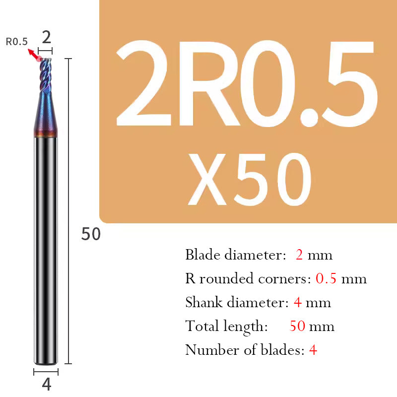 Cutting stainless steel Tungsten Steel Circular Nose End Mill Hard Alloy CNC Cutting Tool Milling Cutter