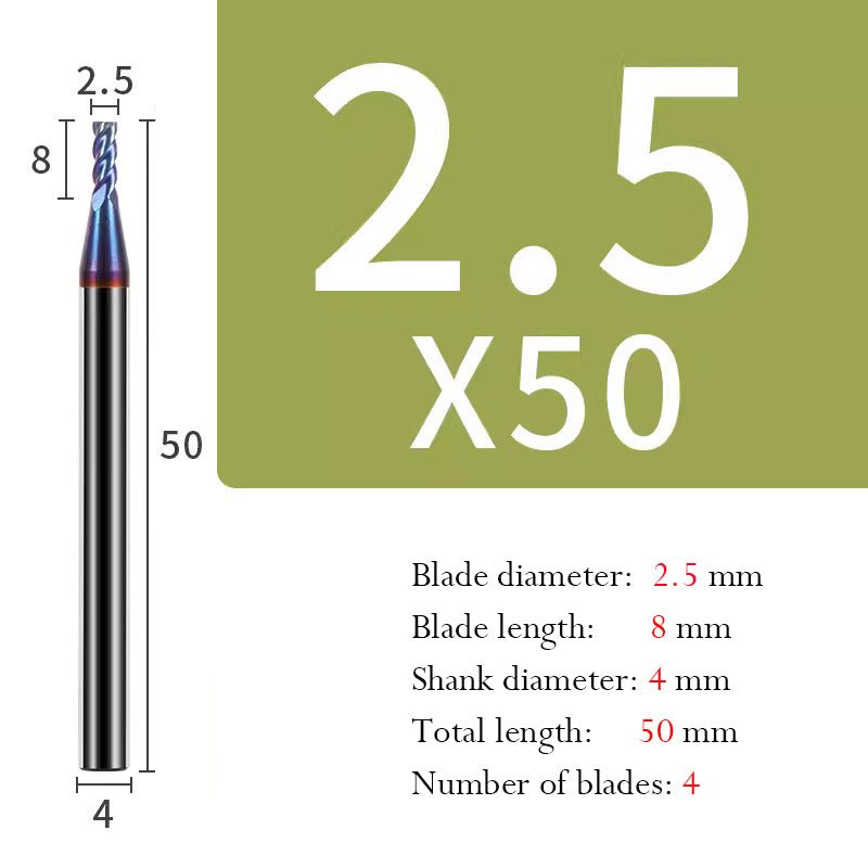 Cutting Stainless Steel Tungsten Steel End Mill Hard Alloy CNC Flat Bottom 4 Flutes Mill