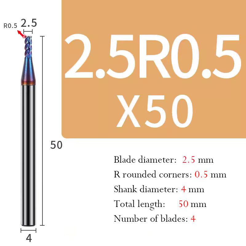Cutting stainless steel Tungsten Steel Circular Nose End Mill Hard Alloy CNC Cutting Tool Milling Cutter