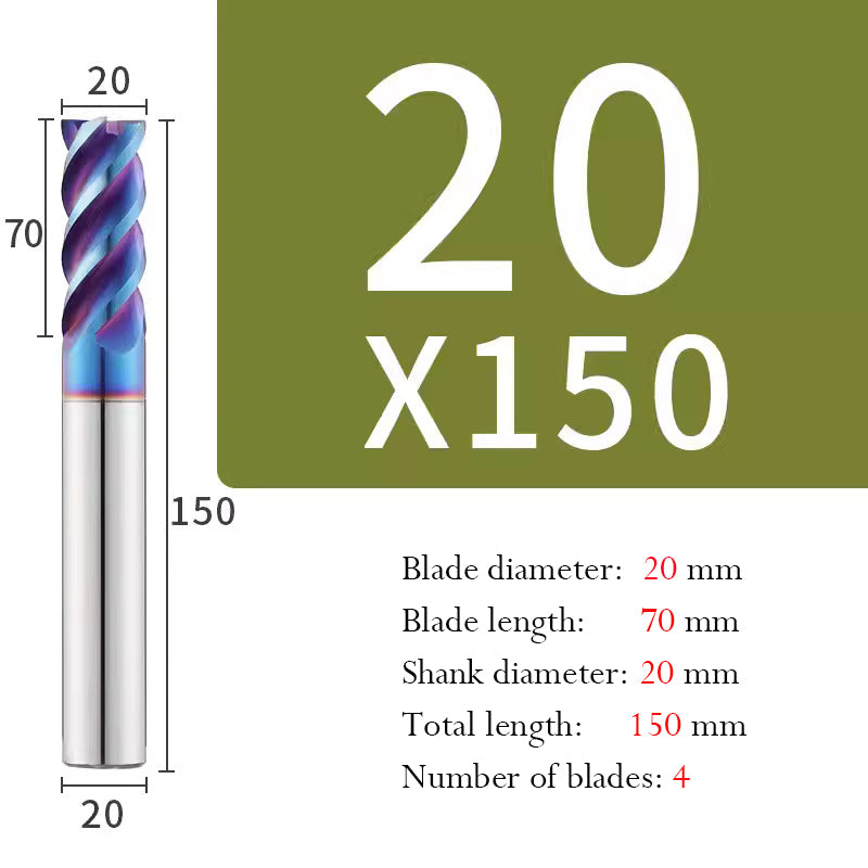 Cutting Stainless Steel Tungsten Steel End Mill Hard Alloy CNC Flat Bottom 4 Flutes Mill