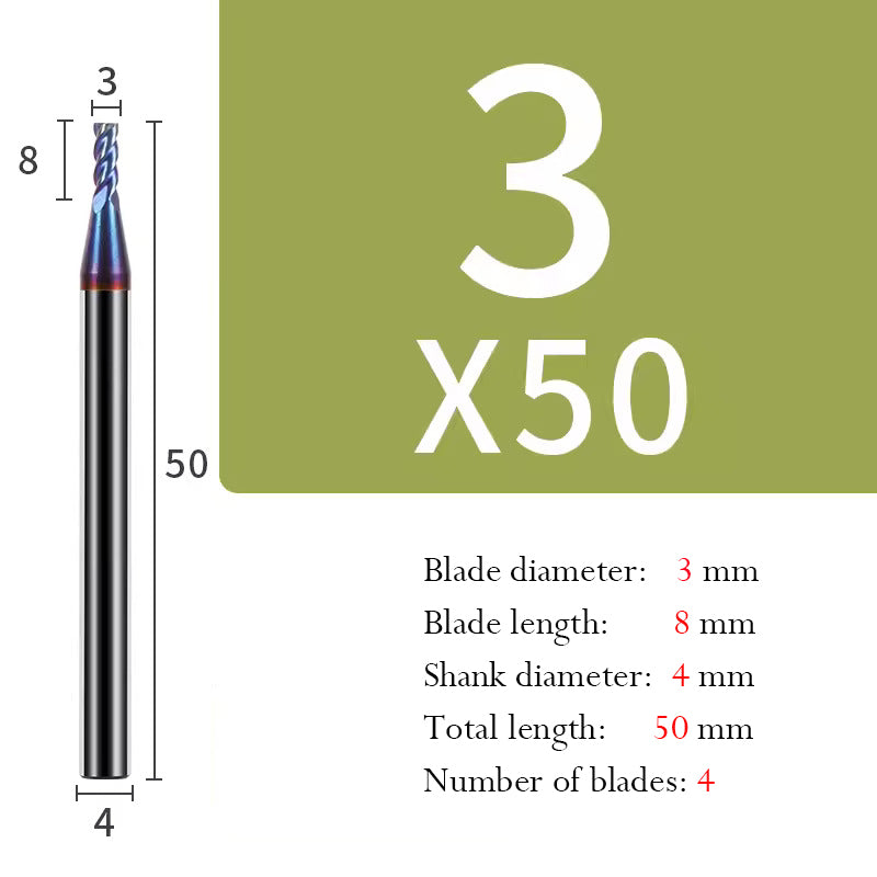 Cutting Stainless Steel Tungsten Steel End Mill Hard Alloy CNC Flat Bottom 4 Flutes Mill