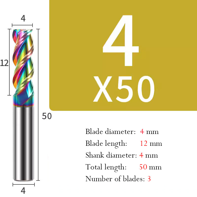 Cutting Aluminum Alloy End Mill 3 Flute Color Coating Tungsten Carbide Hard Alloy Milling Cutter