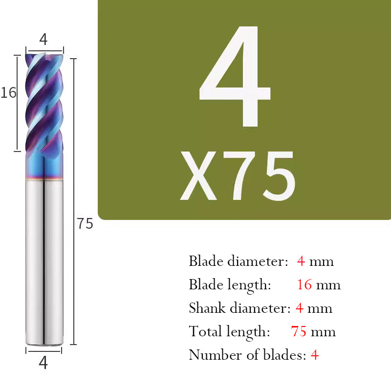 Cutting Stainless Steel Tungsten Steel End Mill Hard Alloy CNC Flat Bottom 4 Flutes Mill