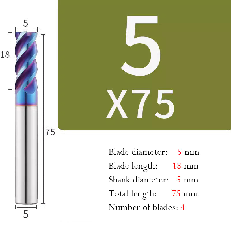 Cutting Stainless Steel Tungsten Steel End Mill Hard Alloy CNC Flat Bottom 4 Flutes Mill