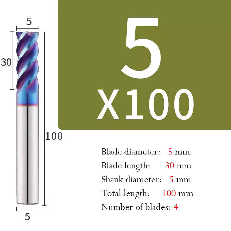 Cutting Stainless Steel Tungsten Steel End Mill Hard Alloy CNC Flat Bottom 4 Flutes Mill
