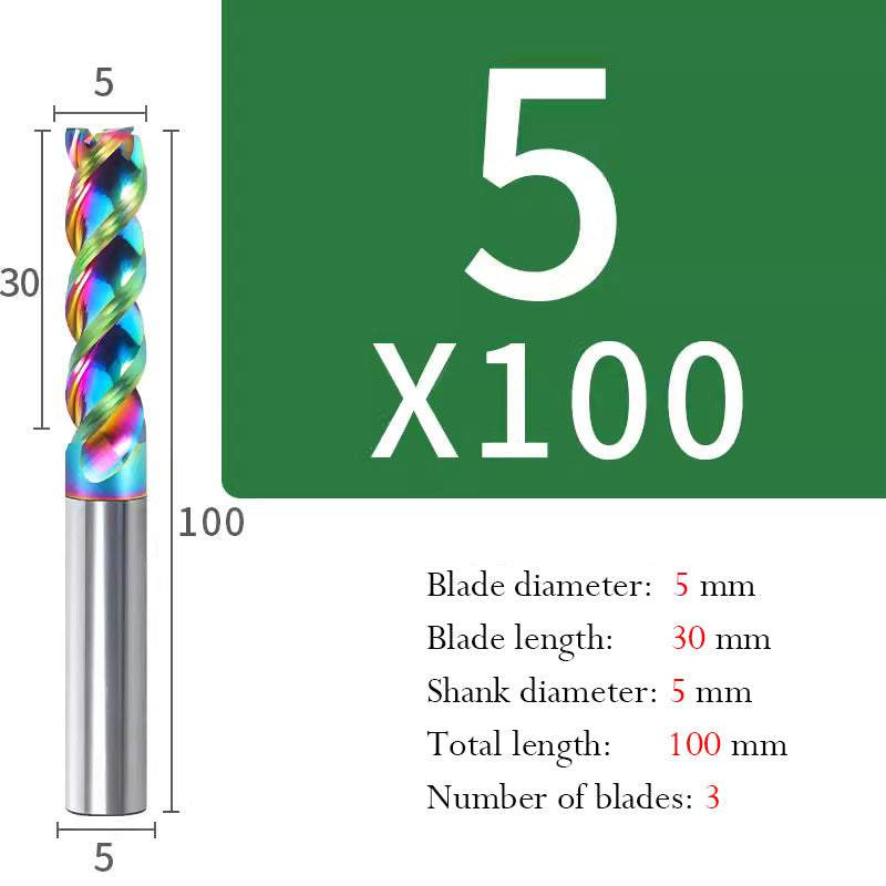 Milling Cutter 3 Edge Color U Slot Coated Carbide Aluminum Alloy Special End Milling Cutter
