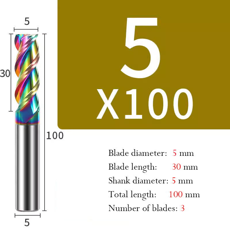 Cutting Aluminum Alloy End Mill 3 Flute Color Coating Tungsten Carbide Hard Alloy Milling Cutter