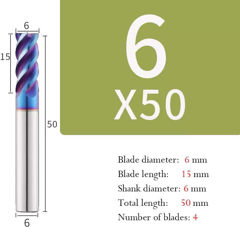 Cutting Stainless Steel Tungsten Steel End Mill Hard Alloy CNC Flat Bottom 4 Flutes Mill