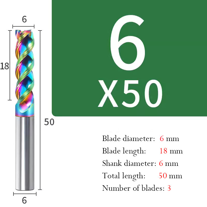 Milling Cutter 3 Edge Color U Slot Coated Carbide Aluminum Alloy Special End Milling Cutter