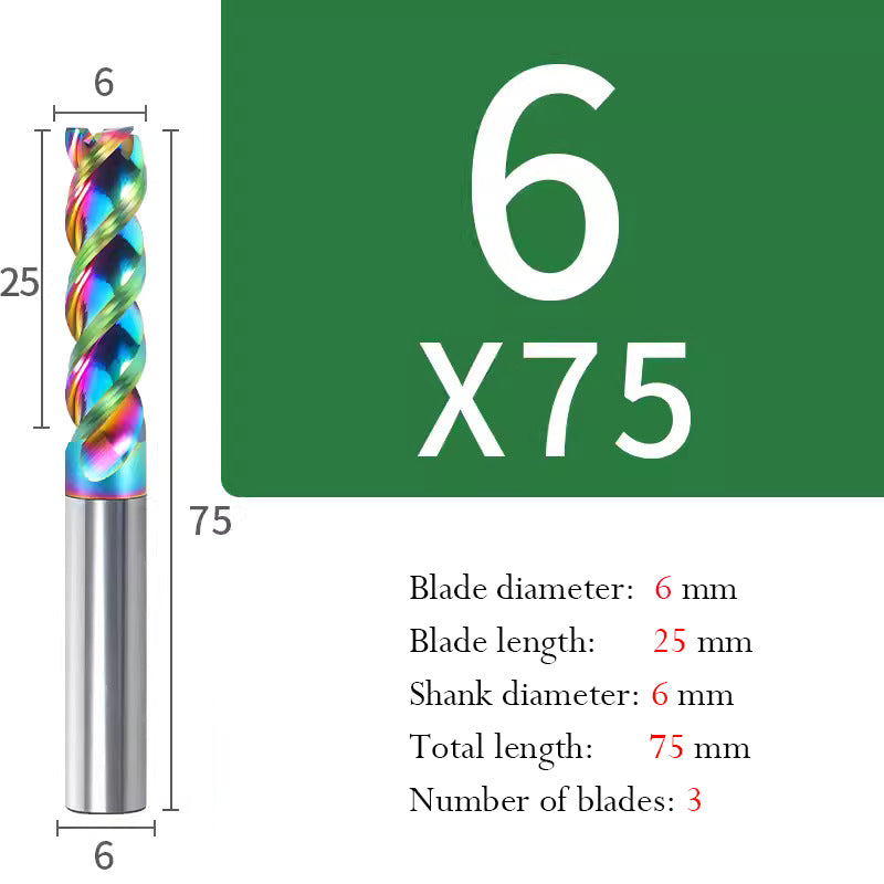 Milling Cutter 3 Edge Color U Slot Coated Carbide Aluminum Alloy Special End Milling Cutter