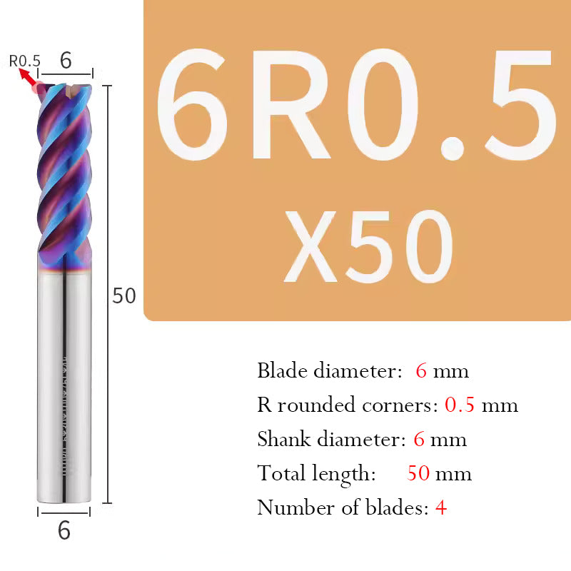 Cutting stainless steel Tungsten Steel Circular Nose End Mill Hard Alloy CNC Cutting Tool Milling Cutter