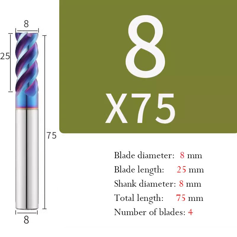 Cutting Stainless Steel Tungsten Steel End Mill Hard Alloy CNC Flat Bottom 4 Flutes Mill