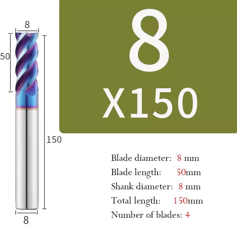 Cutting Stainless Steel Tungsten Steel End Mill Hard Alloy CNC Flat Bottom 4 Flutes Mill