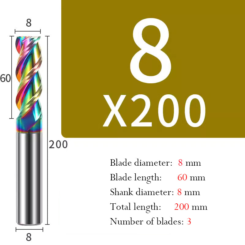 Cutting Aluminum Alloy End Mill 3 Flute Color Coating Tungsten Carbide Hard Alloy Milling Cutter