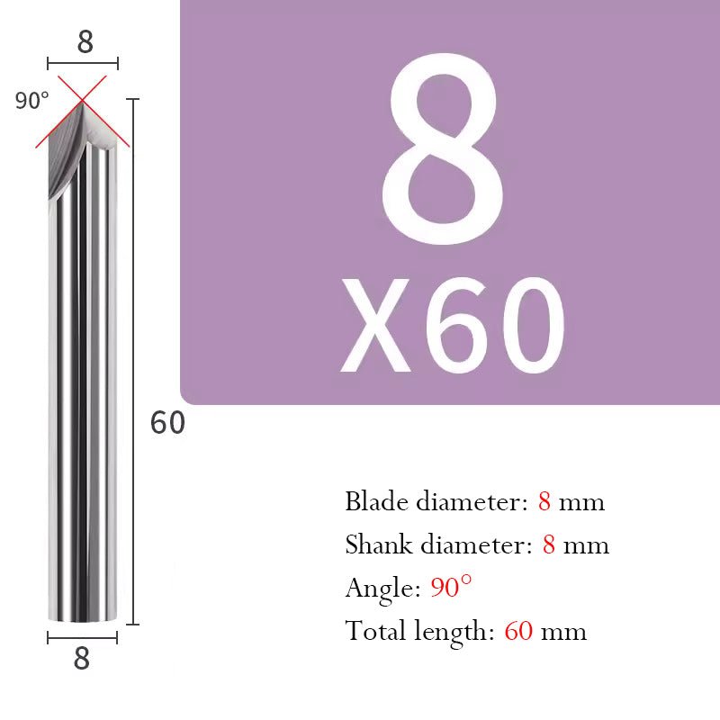 Tungsten Steel Chamfering Cutter with Straight Flutes Hard Alloy 2 Flute Milling Cutter