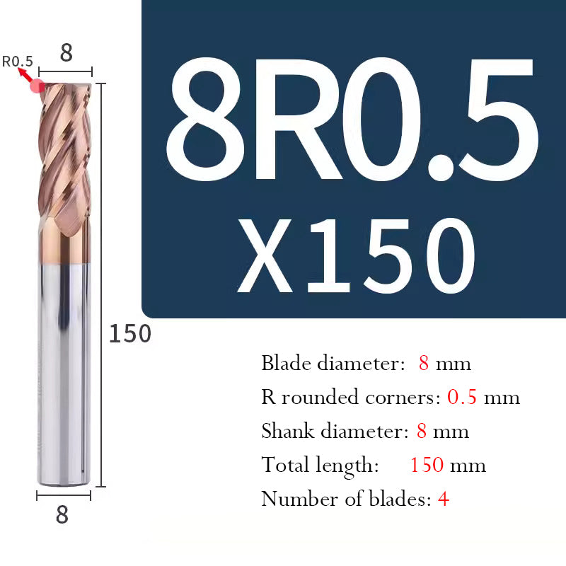 Universal Tungsten Steel 4 Edge Circular Nose Milling Cutter Carbide Coated R Milling Cutter