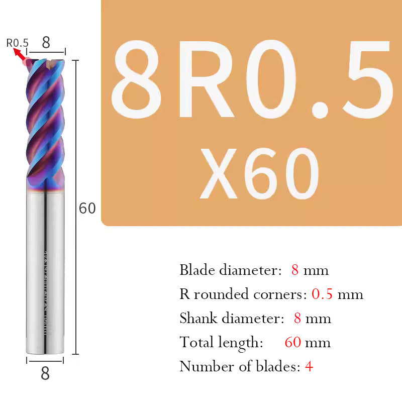 Cutting stainless steel Tungsten Steel Circular Nose End Mill Hard Alloy CNC Cutting Tool Milling Cutter