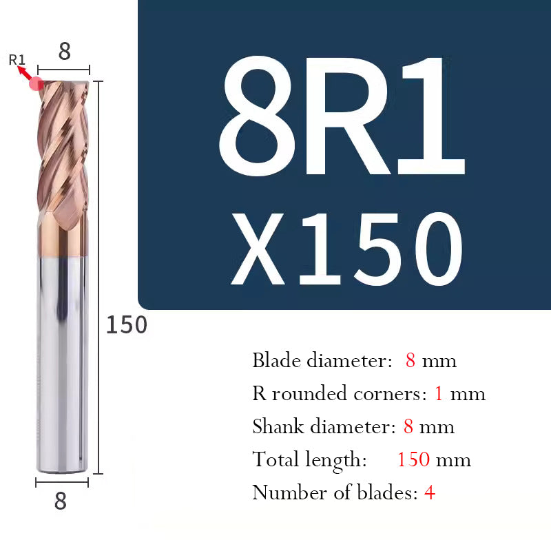 Universal Tungsten Steel 4 Edge Circular Nose Milling Cutter Carbide Coated R Milling Cutter