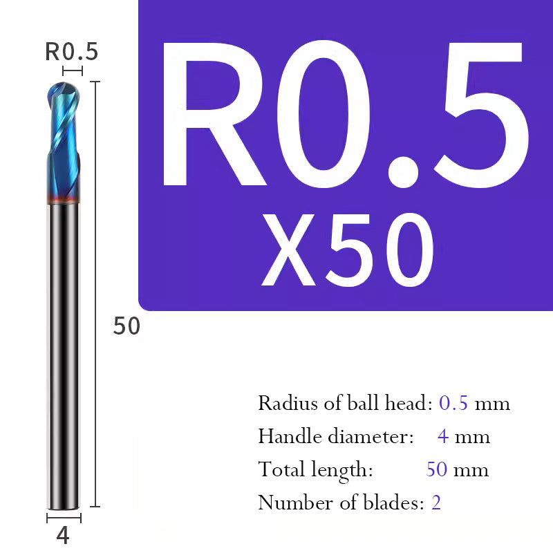 Tungsten Steel Ball End Mill Hard Alloy CNC Cutting Tool R Type Ball Head Milling Cutter