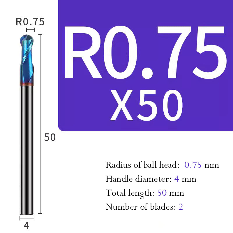 Tungsten Steel Ball End Mill Hard Alloy CNC Cutting Tool R Type Ball Head Milling Cutter