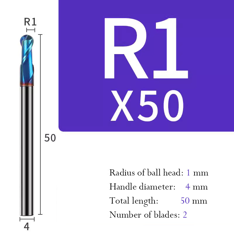 Tungsten Steel Ball End Mill Hard Alloy CNC Cutting Tool R Type Ball Head Milling Cutter