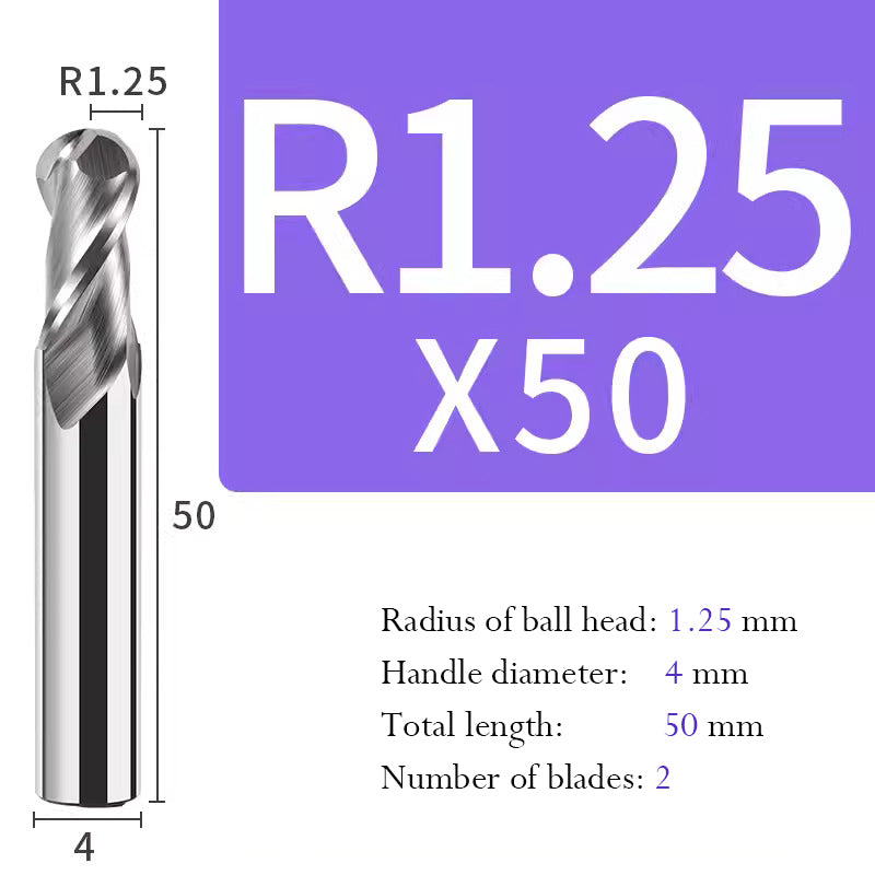 Tungsten Steel Ball End Mill for Aluminum Hard Alloy CNC Cutting Tool R Type Ball Head Milling Cutter