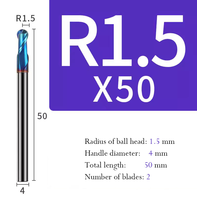 Tungsten Steel Ball End Mill Hard Alloy CNC Cutting Tool R Type Ball Head Milling Cutter