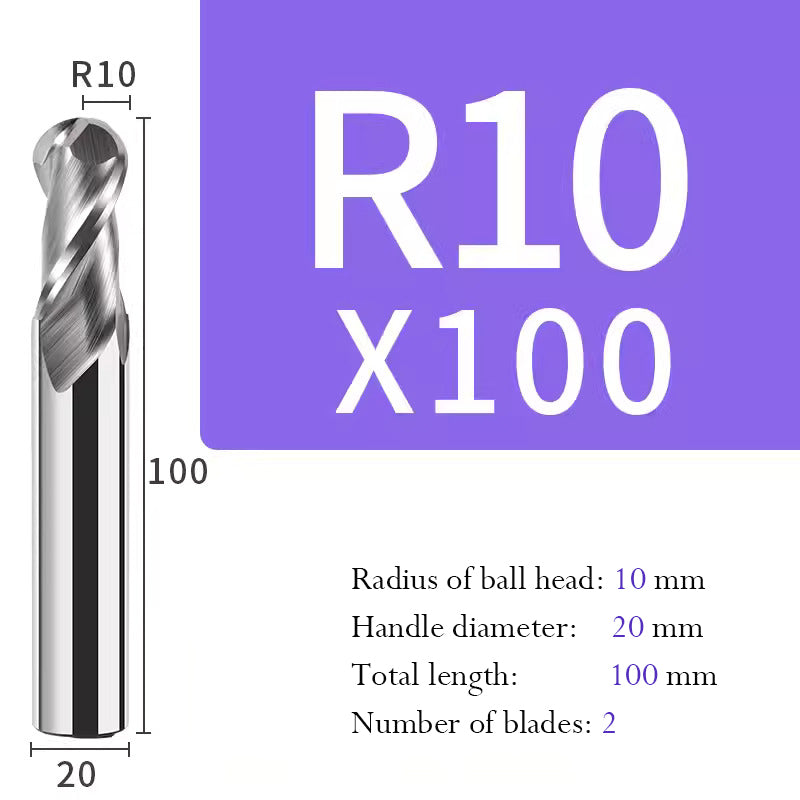 Tungsten Steel Ball End Mill for Aluminum Hard Alloy CNC Cutting Tool R Type Ball Head Milling Cutter