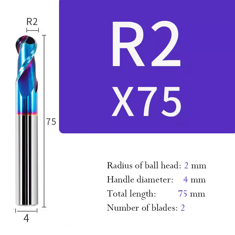 Tungsten Steel Ball End Mill Hard Alloy CNC Cutting Tool R Type Ball Head Milling Cutter