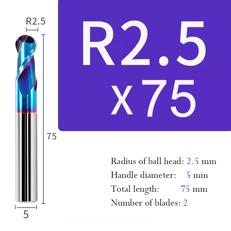 Tungsten Steel Ball End Mill Hard Alloy CNC Cutting Tool R Type Ball Head Milling Cutter