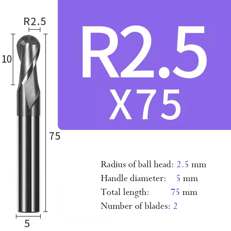 Ball Tungsten Steel Milling Cutter R Type Ball End Mill for Processing of Titanium Alloy