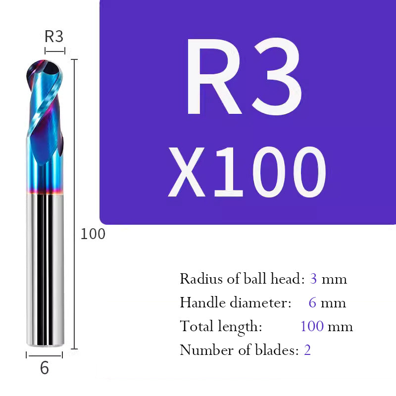 Tungsten Steel Ball End Mill Hard Alloy CNC Cutting Tool R Type Ball Head Milling Cutter