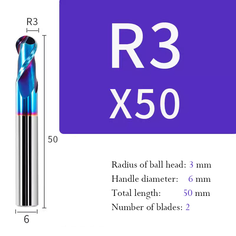 Tungsten Steel Ball End Mill Hard Alloy CNC Cutting Tool R Type Ball Head Milling Cutter