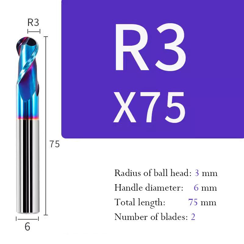 Tungsten Steel Ball End Mill Hard Alloy CNC Cutting Tool R Type Ball Head Milling Cutter