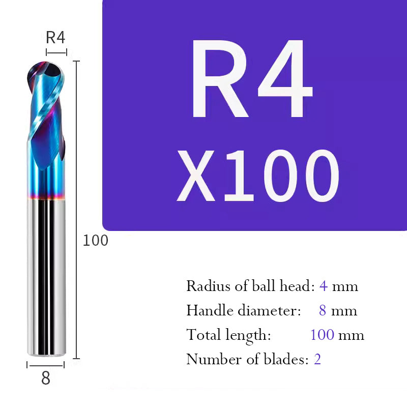 Tungsten Steel Ball End Mill Hard Alloy CNC Cutting Tool R Type Ball Head Milling Cutter