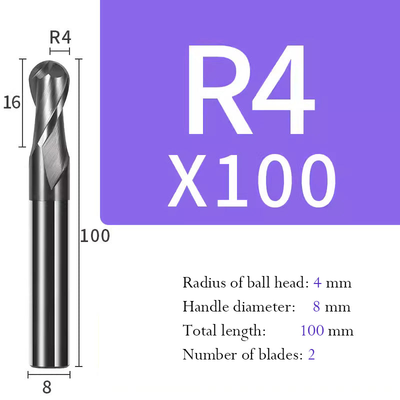 Ball Tungsten Steel Milling Cutter R Type Ball End Mill for Processing of Titanium Alloy